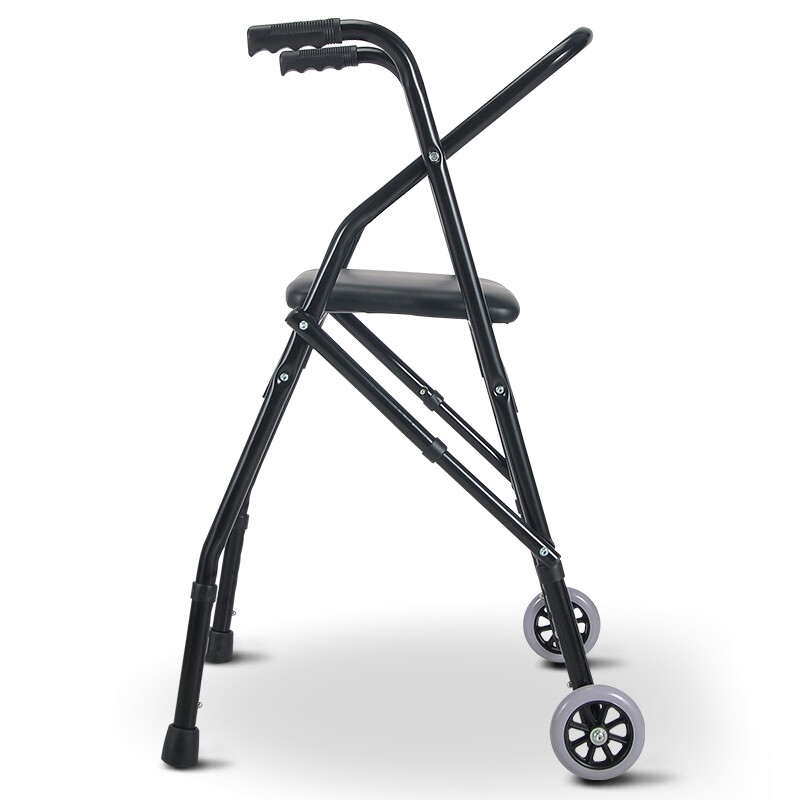 助行器选购指南 解读四脚带座带轮拐杖椅，以B03钢管黑色款为例